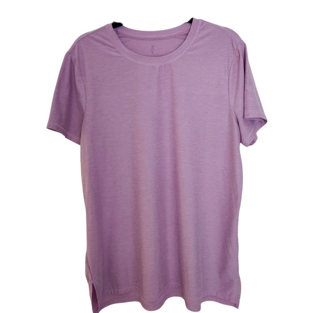 Skechers Womens Lavender Short Sleeve Activewear Relax Fit Tee Size XL